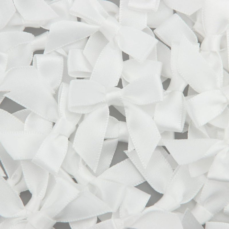 7Rainbows 50pcs Boutique 1.5" White Satin Ribbon Mini Bows for Craft Sewing Scrapbooking Wedding and Gift Wrapping - Image 3